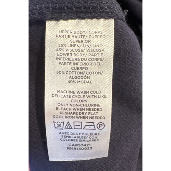 Ann Taylor Loft Size XS Navy Blue Crochet Top Sleeveless Coastal Linen Blend - Picture 7 of 7